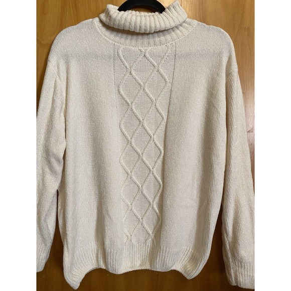 SF Snowflake Ivory Knit Turtleneck Pullover Women's Sweater size M/L - Picture 5 of 10